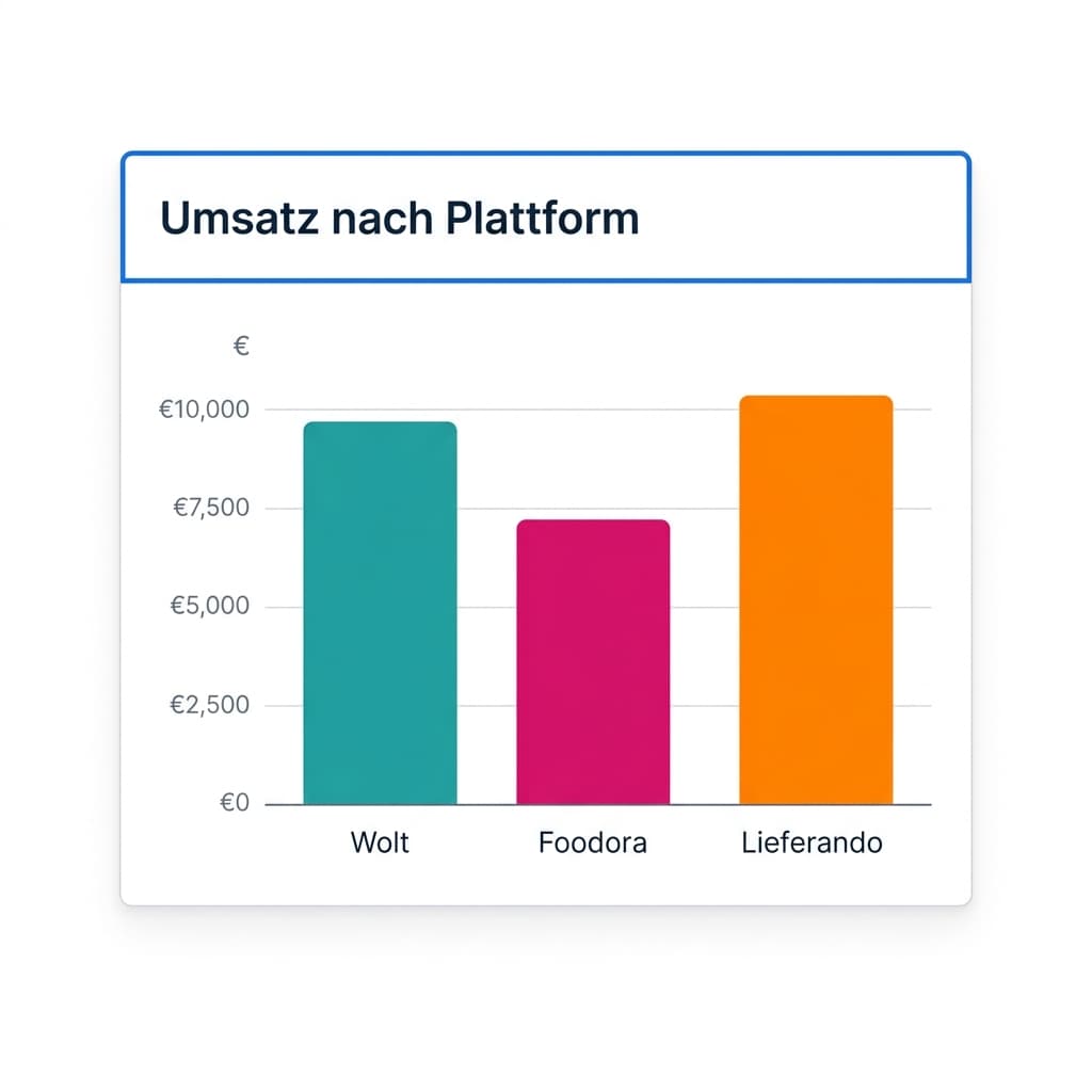 Balkendiagramm der Umsatzaufschlüsselung nach Wolt, Foodora und Lieferando